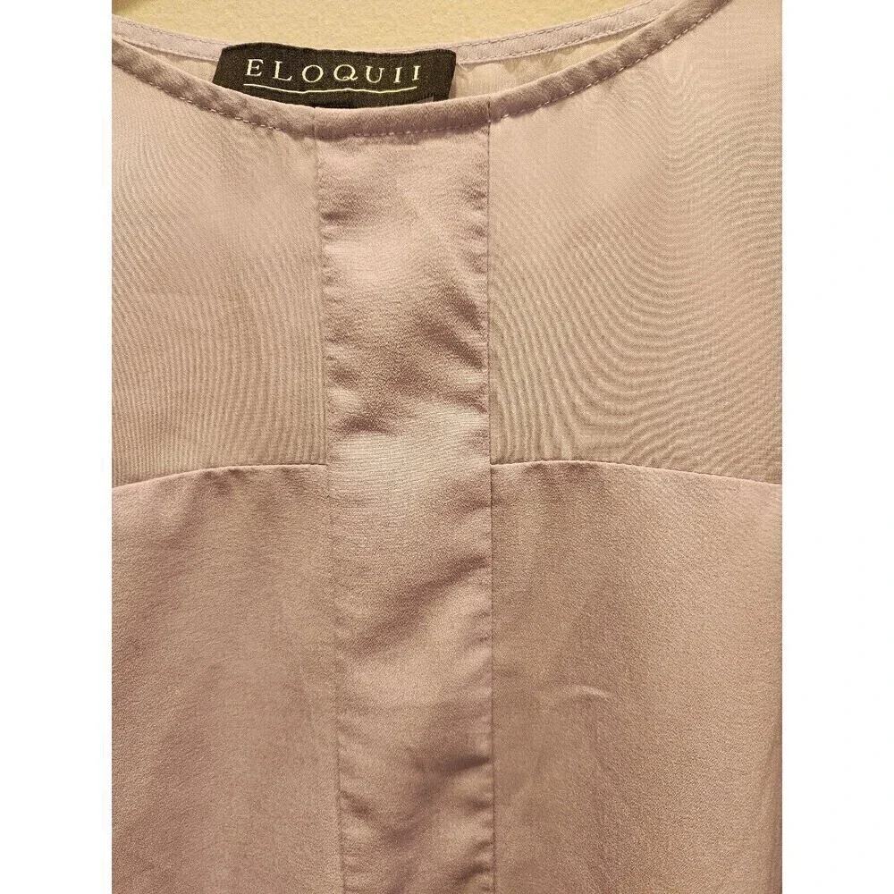 Eloquii Lavender Blouse Long Sleeve Mixed Media Lightweight Side Slits Euc - Picture 2 of 8